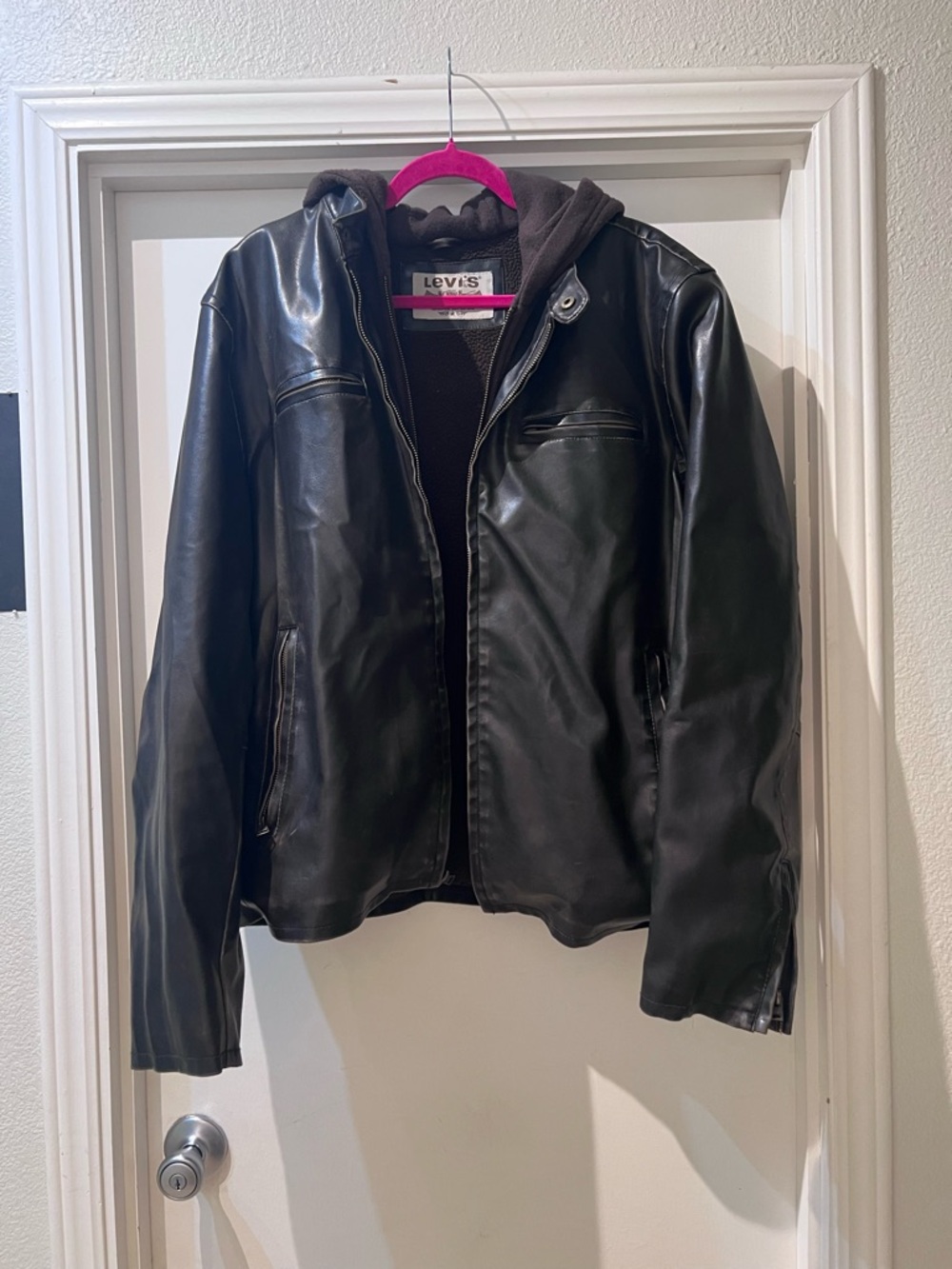 Levi's Brown Hooded Faux Leather Jacket size XL